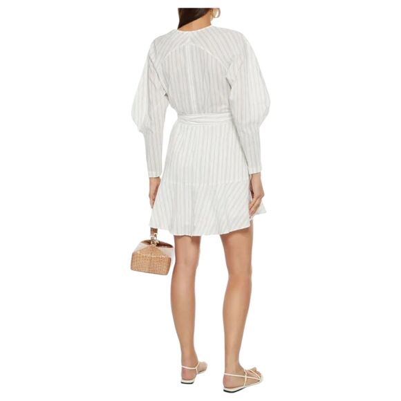 A.L.C. Enzo Striped Cotton-Blend Poplin Mini Wrap Dress Size 2 - Picture 6 of 9